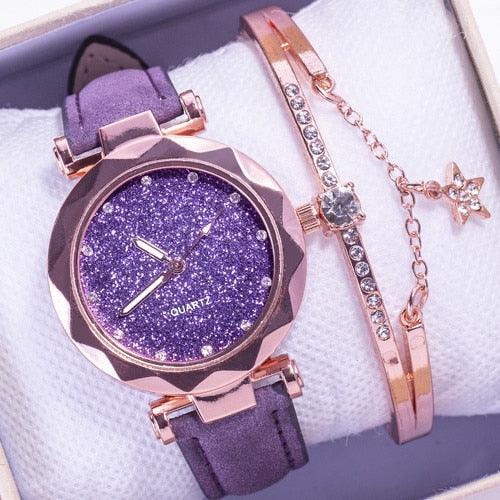 Reloj de Cuarzo para Mujeres con Pulsera de Cuero Elegante