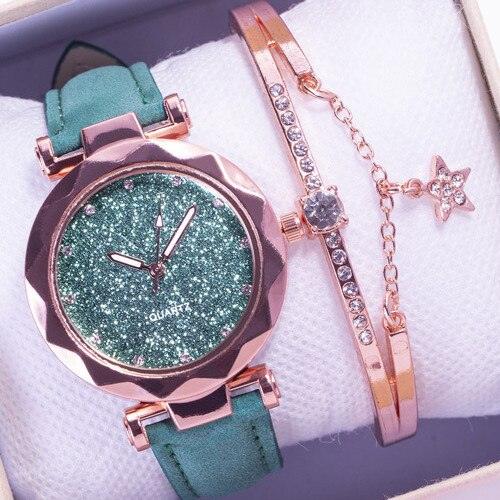 Reloj de Cuarzo para Mujeres con Pulsera de Cuero Elegante
