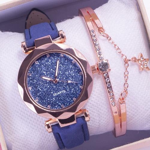 Reloj de Cuarzo para Mujeres con Pulsera de Cuero Elegante
