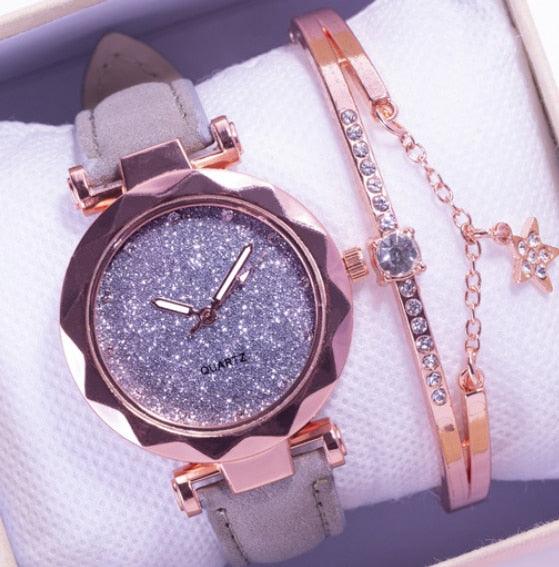 Reloj de Cuarzo para Mujeres con Pulsera de Cuero Elegante