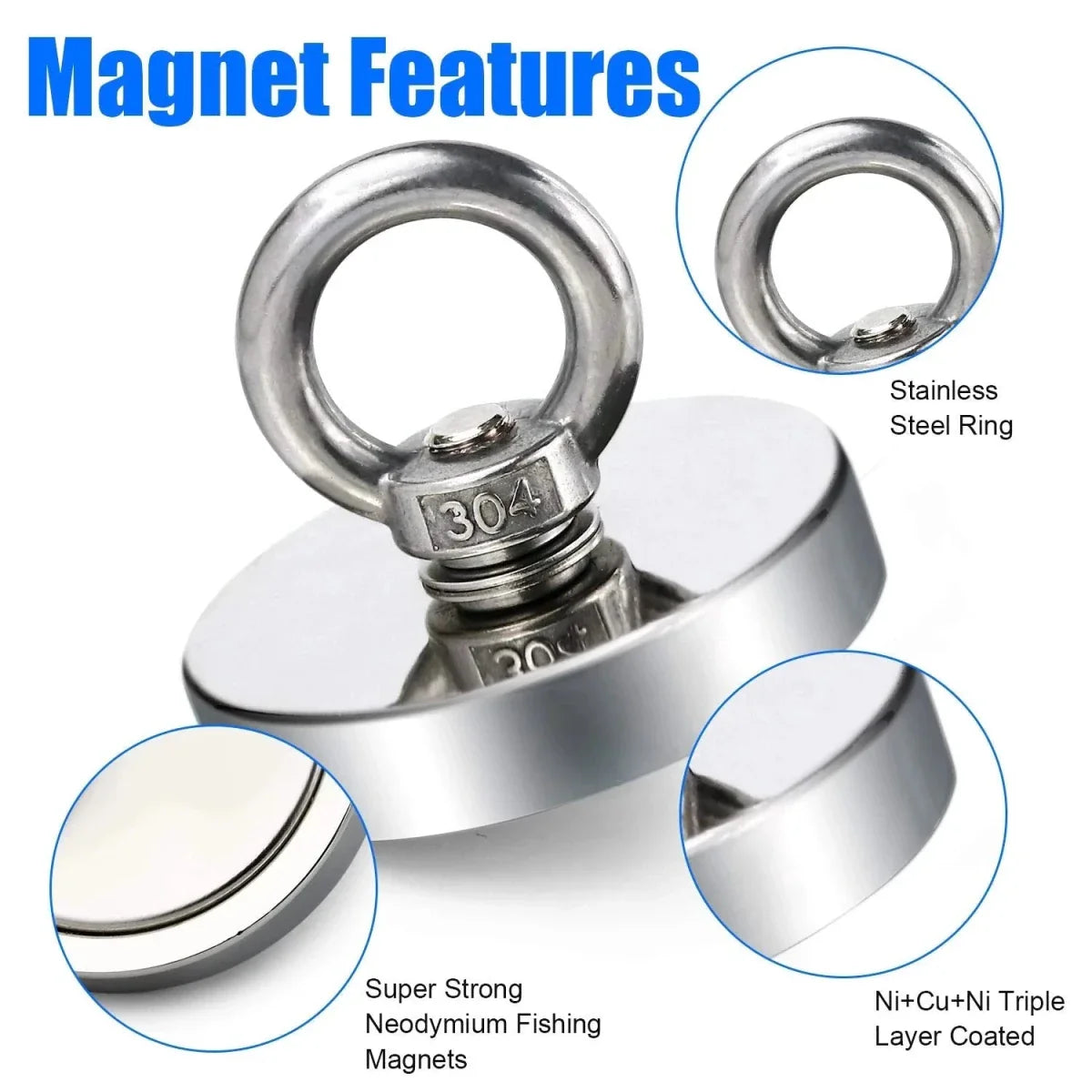 Super Strong Neodymium Fishing Magnet with Countersunk Hole