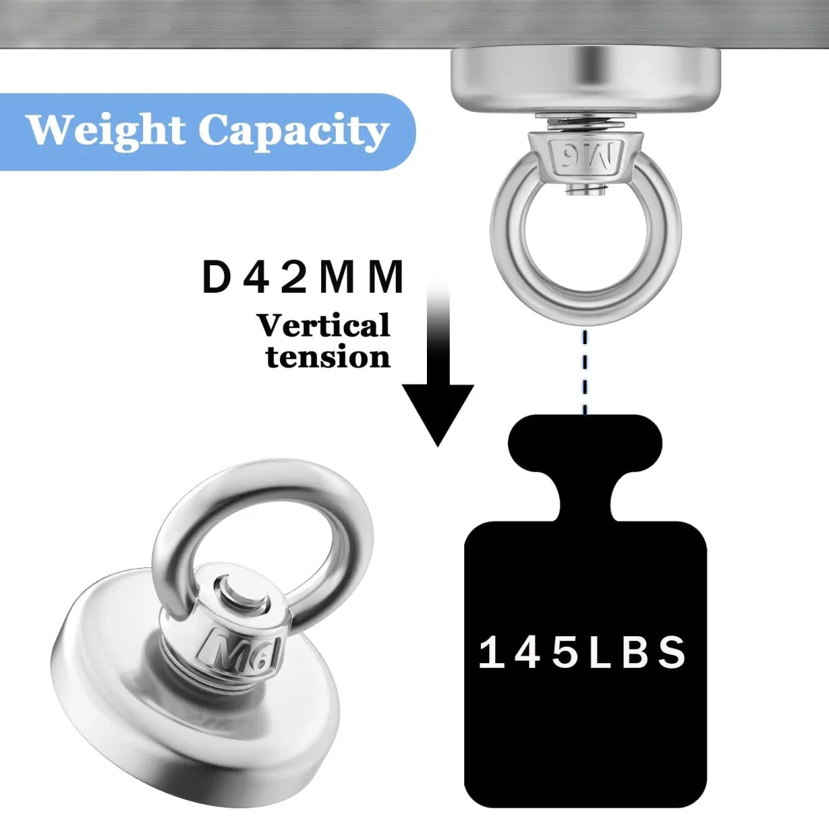 Super Strong Neodymium Fishing Magnet with Countersunk Hole