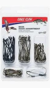 Eagle Claw Bass Assortment - 67 Count Fishing Hooks