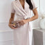 Short Sleeve Tie Waist Mini Dress - Korvel