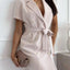 Short Sleeve Tie Waist Mini Dress - Korvel