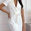 Short Sleeve Tie Waist Mini Dress - Korvel