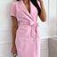 Short Sleeve Tie Waist Mini Dress - Korvel