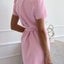 Short Sleeve Tie Waist Mini Dress - Korvel