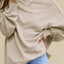 Side Slit Round Neck Long Sleeve Sweatshirt - Korvel