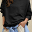 Side Slit Round Neck Long Sleeve Sweatshirt - Korvel