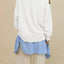 Side Slit Round Neck Long Sleeve Sweatshirt - Korvel