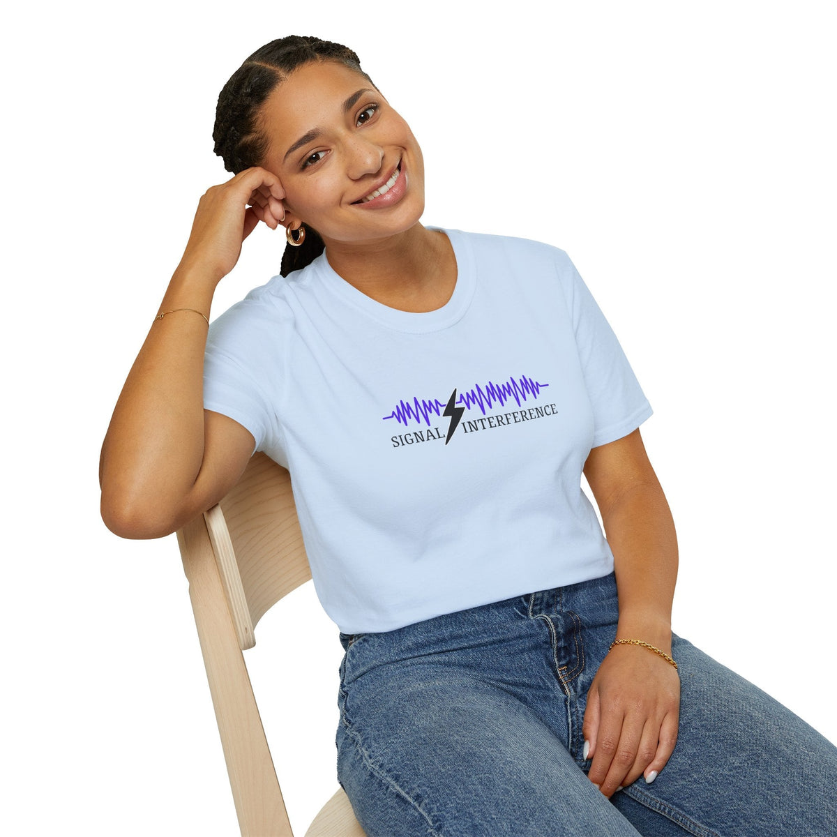 T-shirt d'interférence de signal — Statique silencieuse, étincelle visible