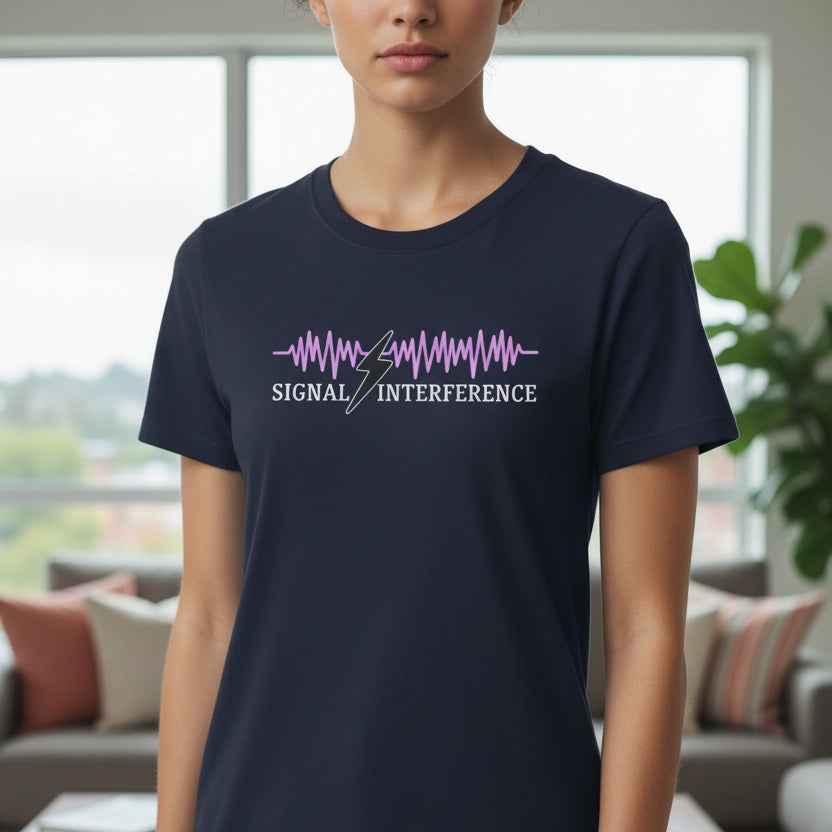 T-shirt d'interférence de signal — Statique silencieuse, étincelle visible
