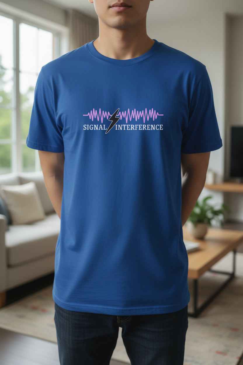 T-shirt d'interférence de signal — Statique silencieuse, étincelle visible
