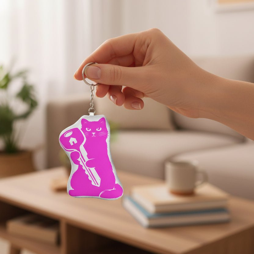 Silhouette Cat Plush Keychain