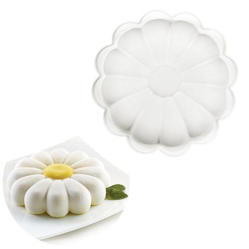 Moldes para Pasteles de Silicona en Forma de Margarita - Set de Utensilios de Hornear de 1/6 Cavidad