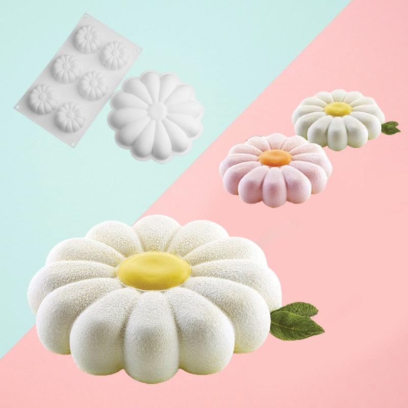 Moldes para Pasteles de Silicona en Forma de Margarita - Set de Utensilios de Hornear de 1/6 Cavidad