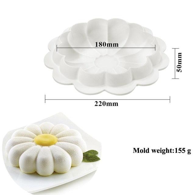 Moldes para Pasteles de Silicona en Forma de Margarita - Set de Utensilios de Hornear de 1/6 Cavidad