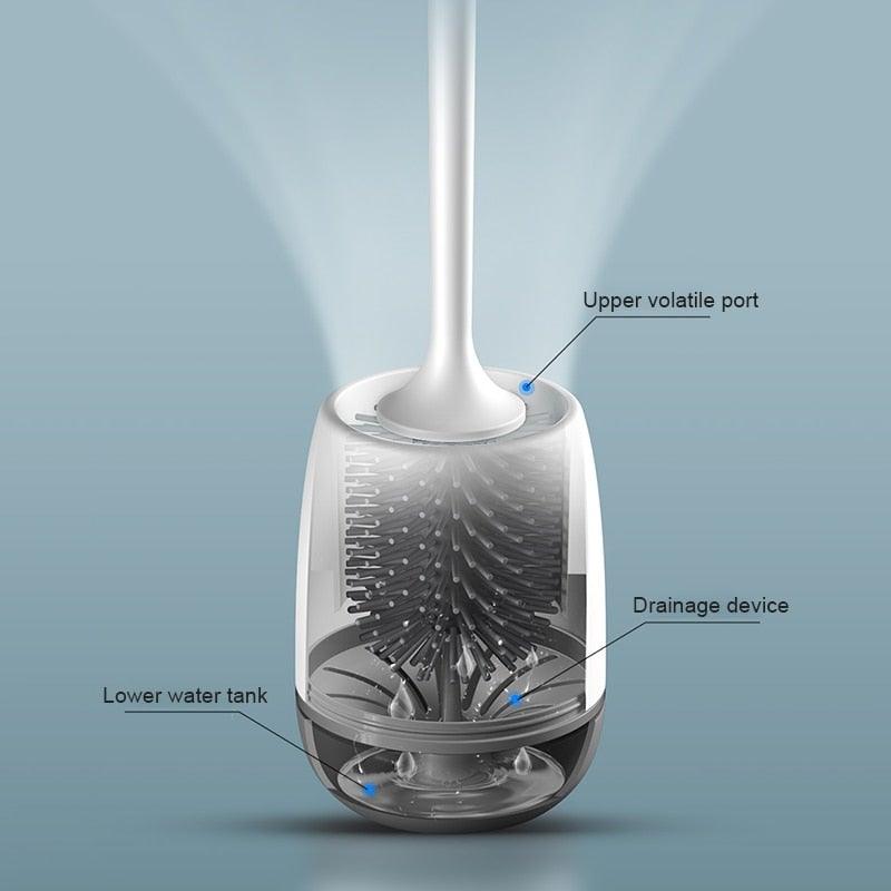 Premium Silicone Head Toilet Brush with Stainless Steel Handle