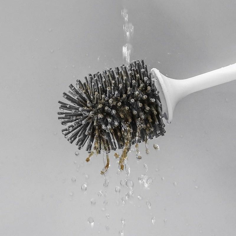 Premium Silicone Head Toilet Brush with Stainless Steel Handle