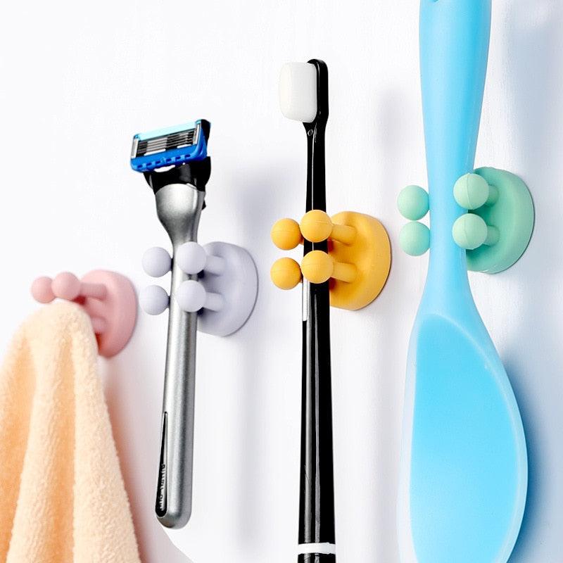 Ganchos de Silicona para Organizar Esenciales de Baño y Cocina