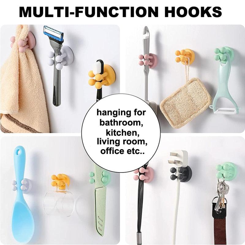 Ganchos de Silicona para Organizar Esenciales de Baño y Cocina