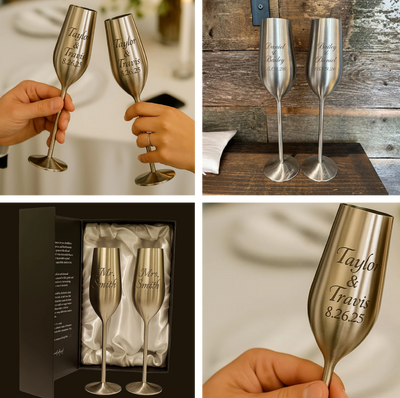 Ensemble de 2 flûtes à champagne personnalisées, 22 cl