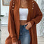 Simple and fashionable loose sweater with pearl nail beads cardigan - Korvel