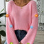 Simple and loose one neck off shoulder flared sleeve sweater - Korvel