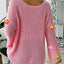 Simple and loose one neck off shoulder flared sleeve sweater - Korvel