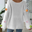 Simple and loose one neck off shoulder flared sleeve sweater - Korvel