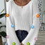 Simple and loose one neck off shoulder flared sleeve sweater - Korvel