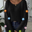 Simple and loose one neck off shoulder flared sleeve sweater - Korvel