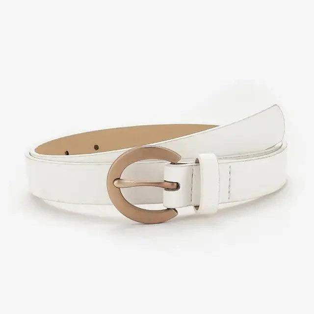 Ceinture en PU Cuir pour Femmes avec Boucle Double O-Ring Vintage