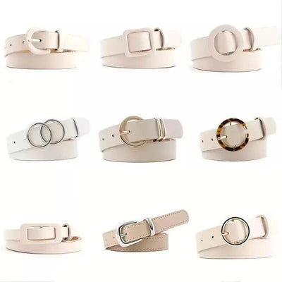 Ceinture en PU Cuir pour Femmes avec Boucle Double O-Ring Vintage