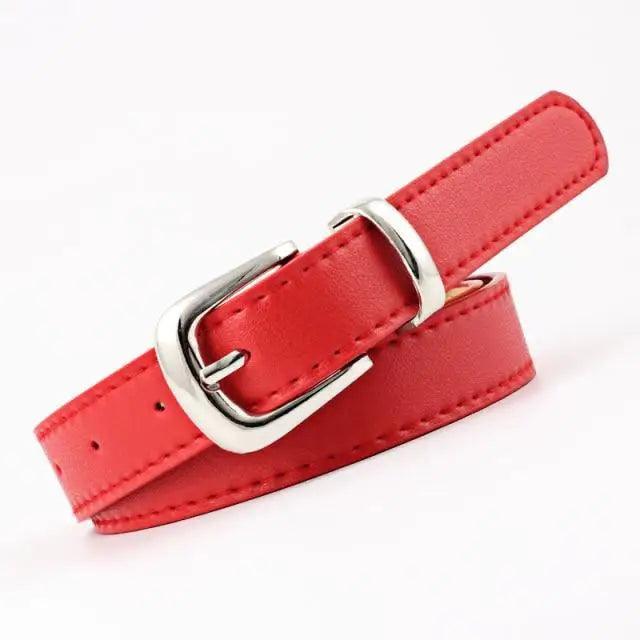 Ceinture en PU Cuir pour Femmes avec Boucle Double O-Ring Vintage