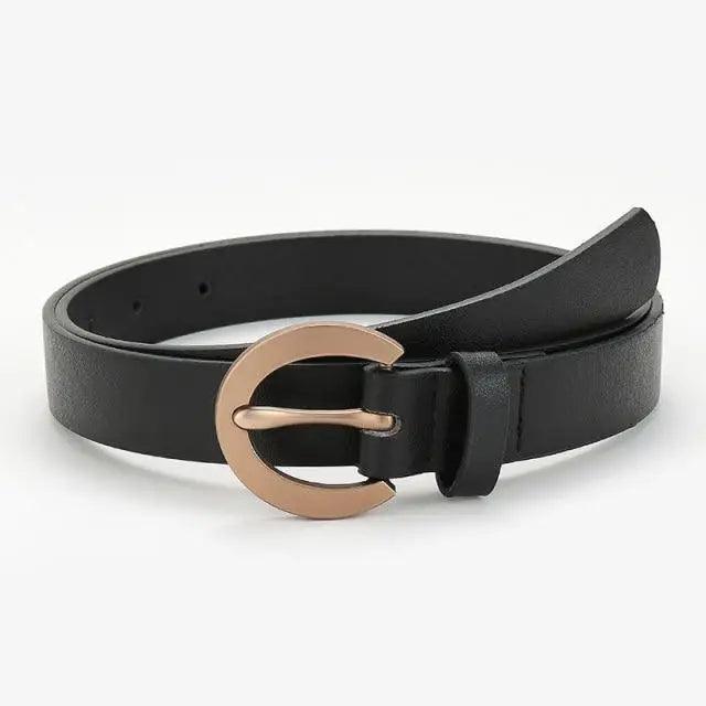 Ceinture en PU Cuir pour Femmes avec Boucle Double O-Ring Vintage