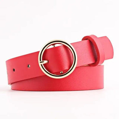 Ceinture en PU Cuir pour Femmes avec Boucle Double O-Ring Vintage
