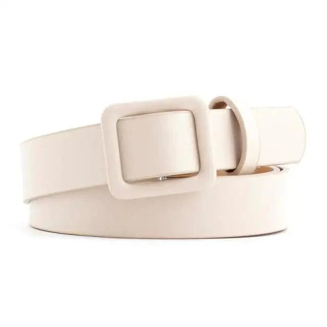 Ceinture en PU Cuir pour Femmes avec Boucle Double O-Ring Vintage