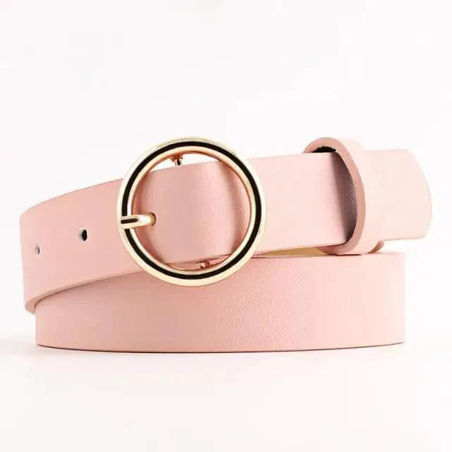 Ceinture en PU Cuir pour Femmes avec Boucle Double O-Ring Vintage