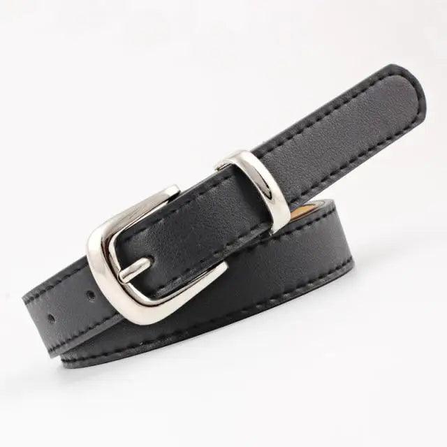 Ceinture en PU Cuir pour Femmes avec Boucle Double O-Ring Vintage
