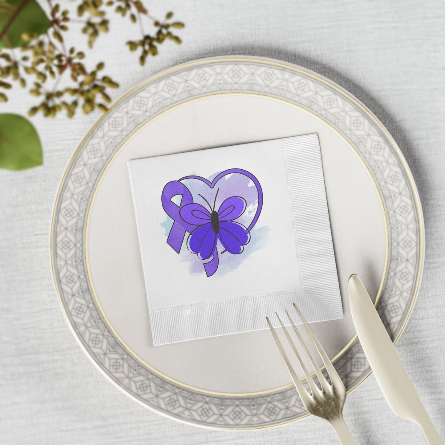 Serviettes à monnaie de sensibilisation à l'épilepsie avec papillon violet