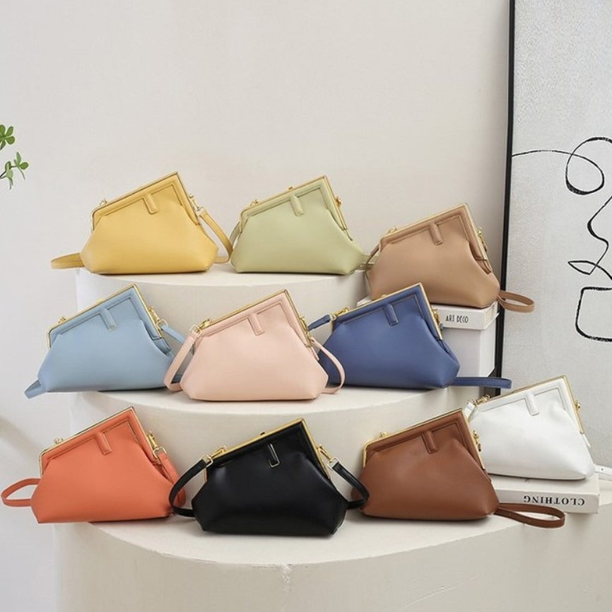 Simple small fragrant cloud bag texture new fashion fashion solid color clip bag shoulder bag crossbody bag - Korvel