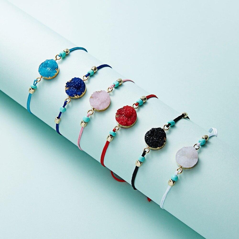 Colorful Stone Charm Bracelet with Adjustable String