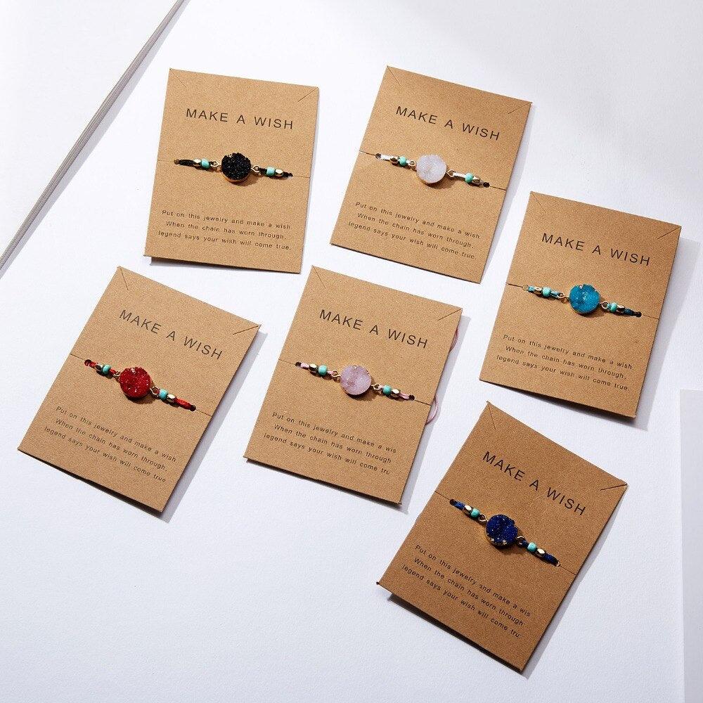 Colorful Stone Charm Bracelet with Adjustable String