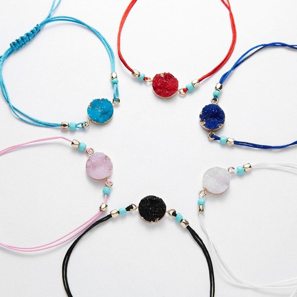 Colorful Stone Charm Bracelet with Adjustable String
