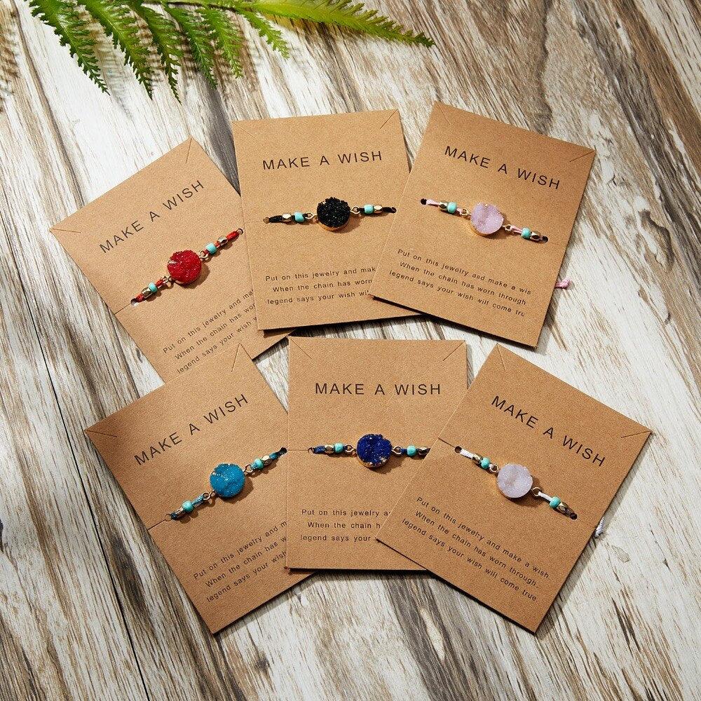 Colorful Stone Charm Bracelet with Adjustable String