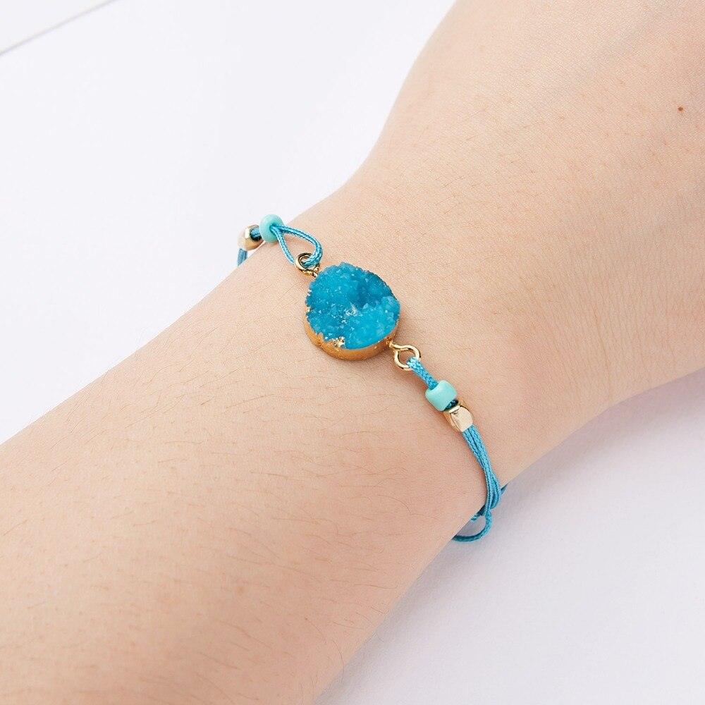 Colorful Stone Charm Bracelet with Adjustable String