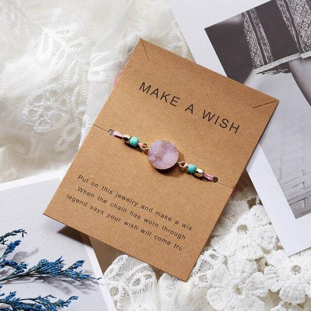 Colorful Stone Charm Bracelet with Adjustable String