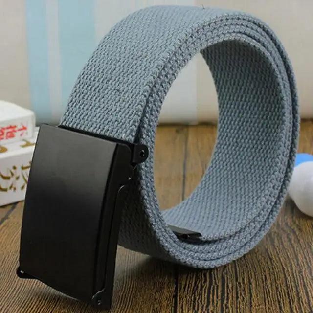 Unisex Adjustable Cotton Strap Belt with Metal Buckle